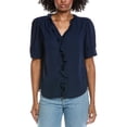thumbnail image 1 of CeCe womens  Puff Sleeve Ruffle Top, XL, Navy, 1 of 3