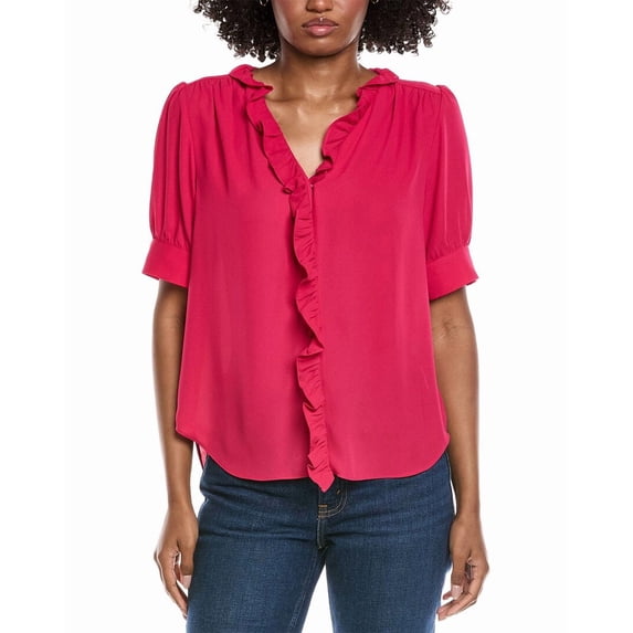 CeCe womens Puff Sleeve Ruffle Top, xs, Pink