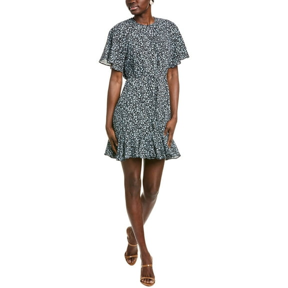 CeCe womens Raglan Fluted Hem Mini Skater Dress, xs, Black