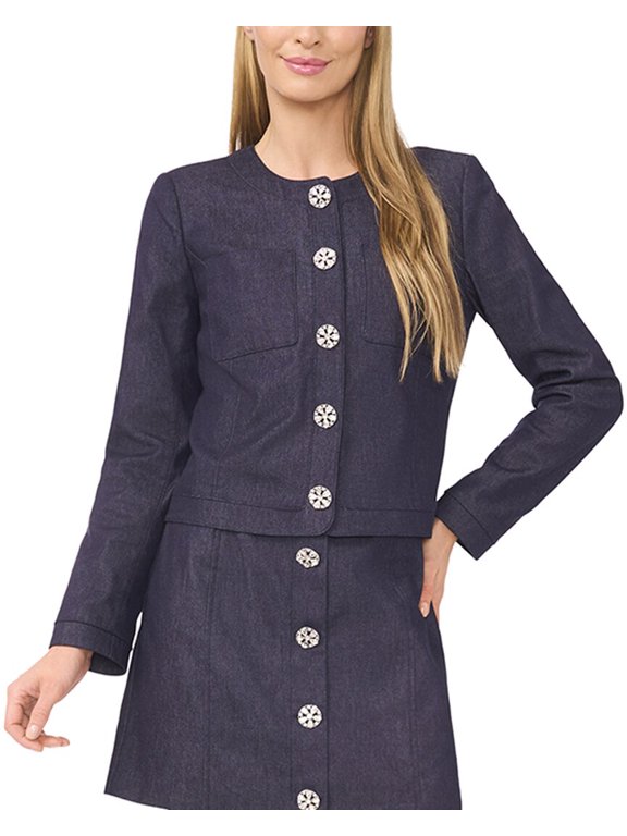 womens Regular Fit Jacket, 4, Blue