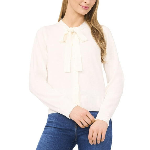 CeCe womens Regular Fit Wool-Blend Cardigan, m, White