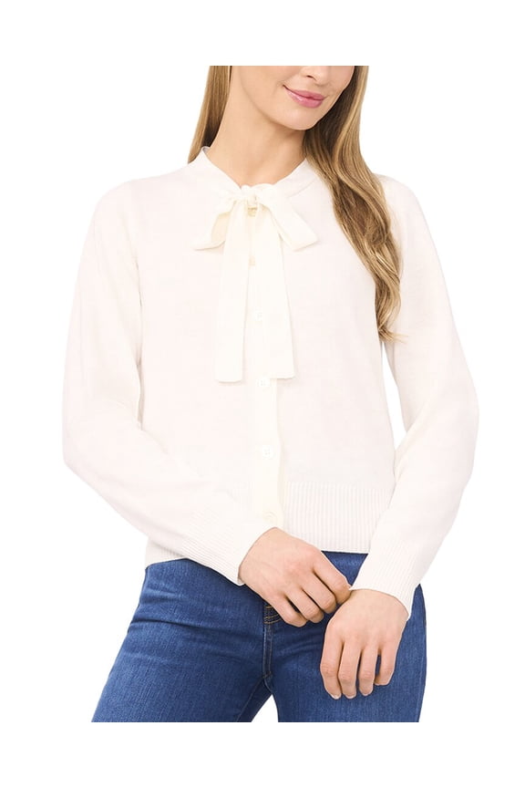 womens Regular Fit Wool-Blend Cardigan, xs, White