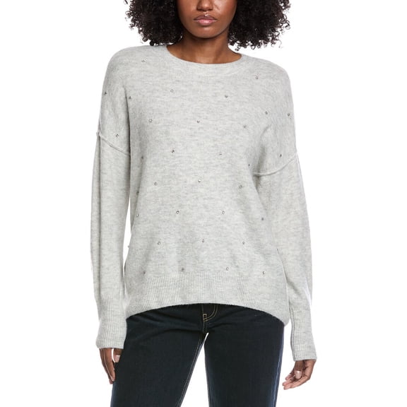 CeCe womens  Rhinestone Sweater, l, Grey