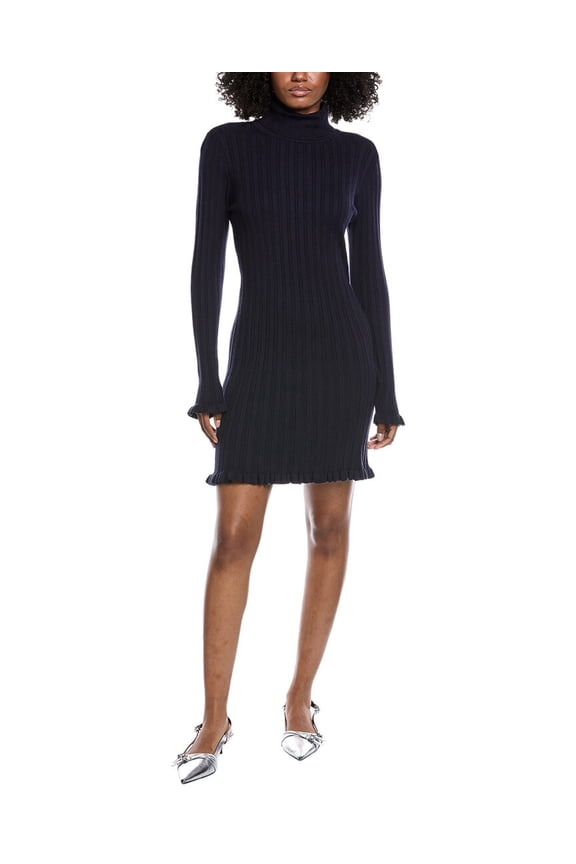 womens Ribbed Sweaterdress, s, Blue