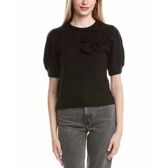 CeCe womens  Ribbon Applique Pullover, m, Black