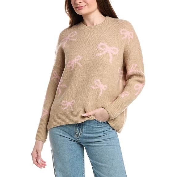 CeCe womens Ribbon Jacquard Pullover, XL, Beige