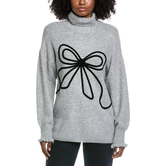 CeCe womens Ribbon Sweater, s, Grey