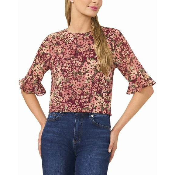 CeCe womens Ruff Cuff Blouse, xs