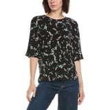 CeCe womens Ruffle Cuff Knit Top, l, Black - Walmart.com