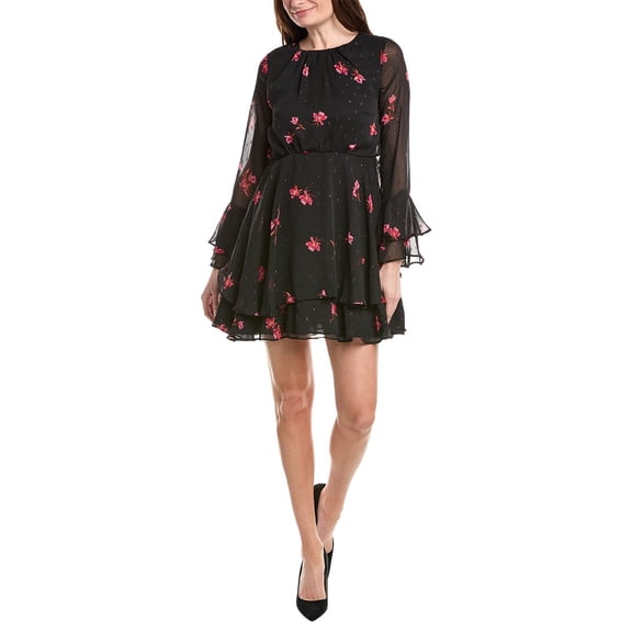 CeCe womens Ruffle Mini Dress, m, Black