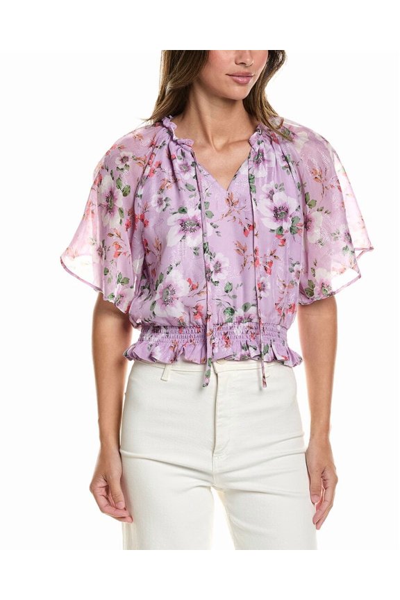 womens Ruffle Raglan Top, m, Purple