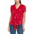 thumbnail image 1 of CeCe womens  Ruffle Tie Front Top, s, Red, 1 of 3