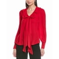 thumbnail image 1 of CeCe womens  Ruffle Tie V-Neck Top, l, Red, 1 of 3