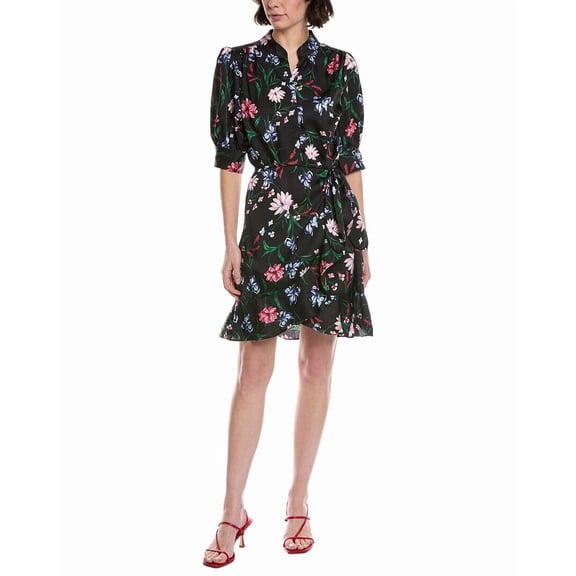 CeCe womens Ruffle Wrap Dress, l, Black