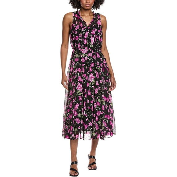 CeCe womens Shirred Midi Dress, m, Black