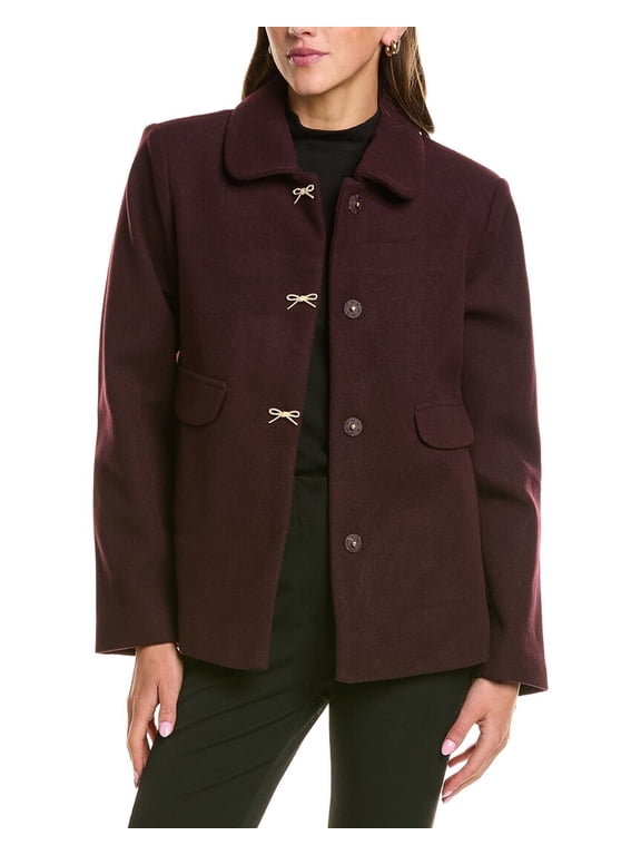 womens Short Swing Bow Buttons Jacket, l, Red