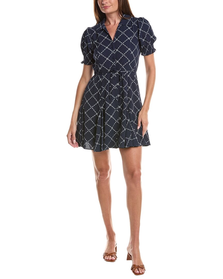 CeCe womens  Smocked Cuff Puff Sleeve Mini Dress, 6, Navy