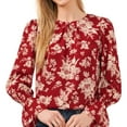 thumbnail image 1 of CeCe Womens Floral Print Tunic Blouse, Multicoloured, X-Small, 1 of 3