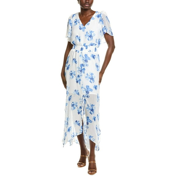 CeCe womens  Smocked Waist Flutter Sleeve Maxi Dress, s, White