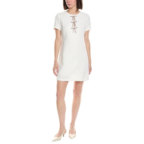 CeCe womens Three Bows Shirtdress, 4, Ivory