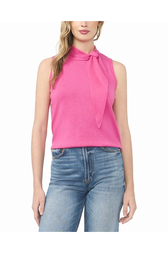 womens Tie Neck Wool-Blend Tank, s, Pink