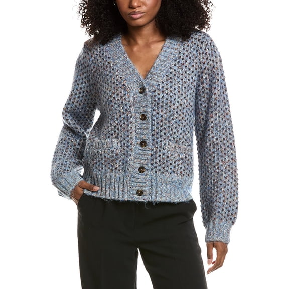 CeCe womens  Tuck Stitch Cardigan, s, Blue