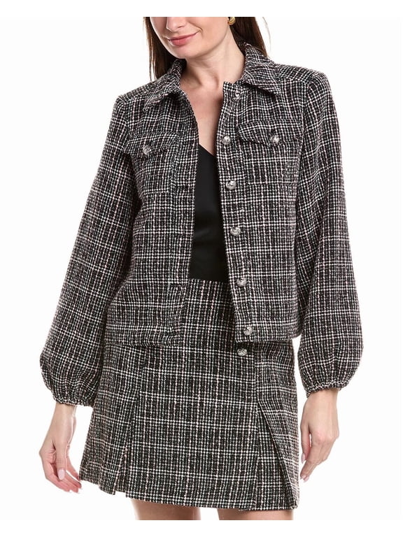 womens Tweed Ballion Jacket, 6, Black