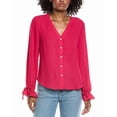 thumbnail image 1 of CeCe womens  V-Neck Flounce Blouse, l, Red, 1 of 3