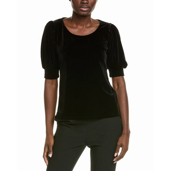 CeCe womens Velvet Top, XL, Black