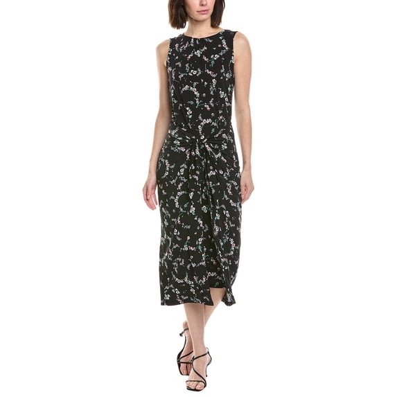 CeCe womens Wrap Front Midi Dress, m, Black