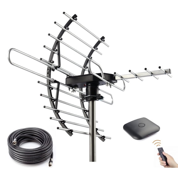 CeKay Digital HD TV Antenna, Outdoor/Attic Antenna, 360 Degree Rotation Wireless Remote, 200 Miles Range, 4K 1080P VHF UHF