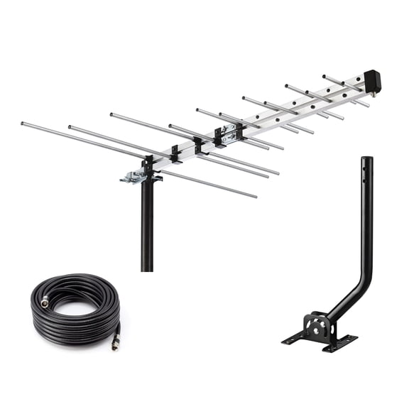 CeKay Outdoor Yagi HD Antenna  Long-Range Digital TV Antenna with 40FT RG6 Coax Cable & J Mount, Ideal for Attic, Roof, or RV, Clear OTA Reception in 4K/1080P, All-Metal Design