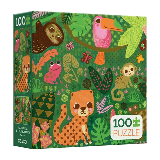 Ceaco 100 Piece Jungle Menagerie (Kim Fleming) Interlocking Jigsaw