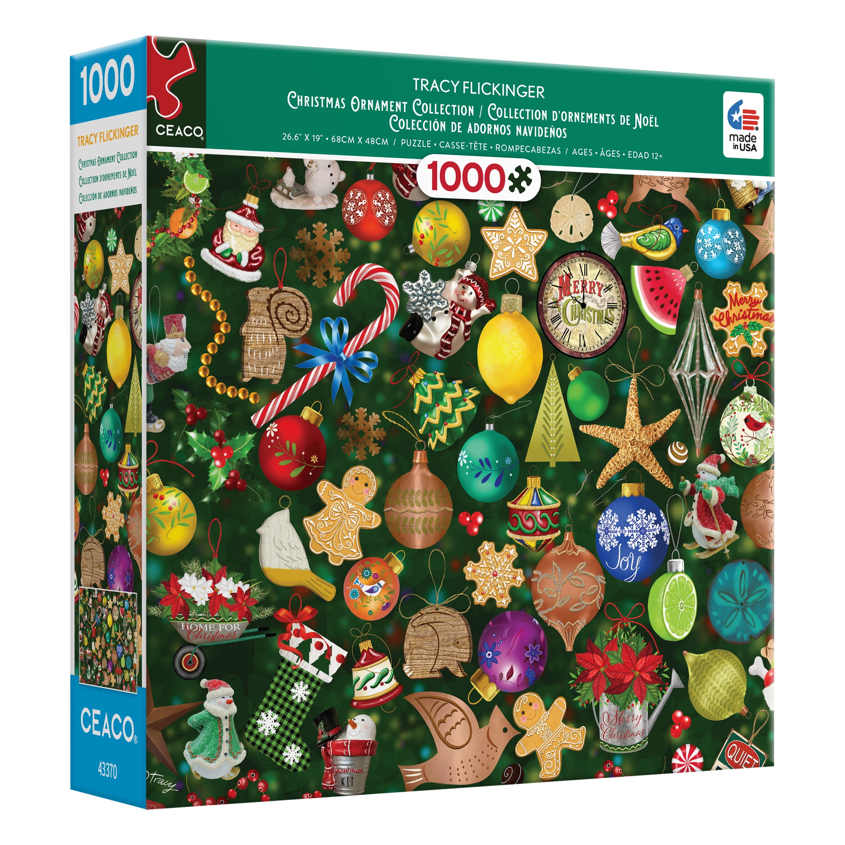 Ceaco 1000 Piece Christmas Ornament Collection (Tracy Flickinger) Interlocking Jigsaw Puzzle