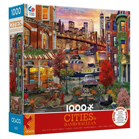 Ceaco 1000-Piece David Maclean Cities Brooklyn Bakery Interlocking Jigsaw Puzzle