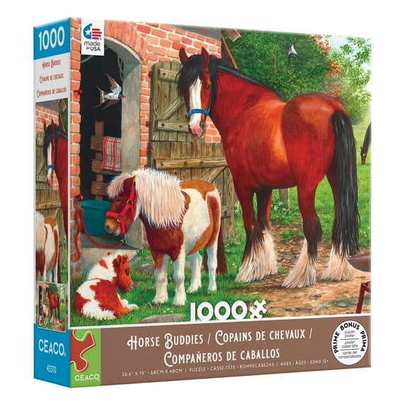 Ceaco 1000 Piece Horse Buddies (Tracy Hall) Interlocking Jigsaw Puzzle
