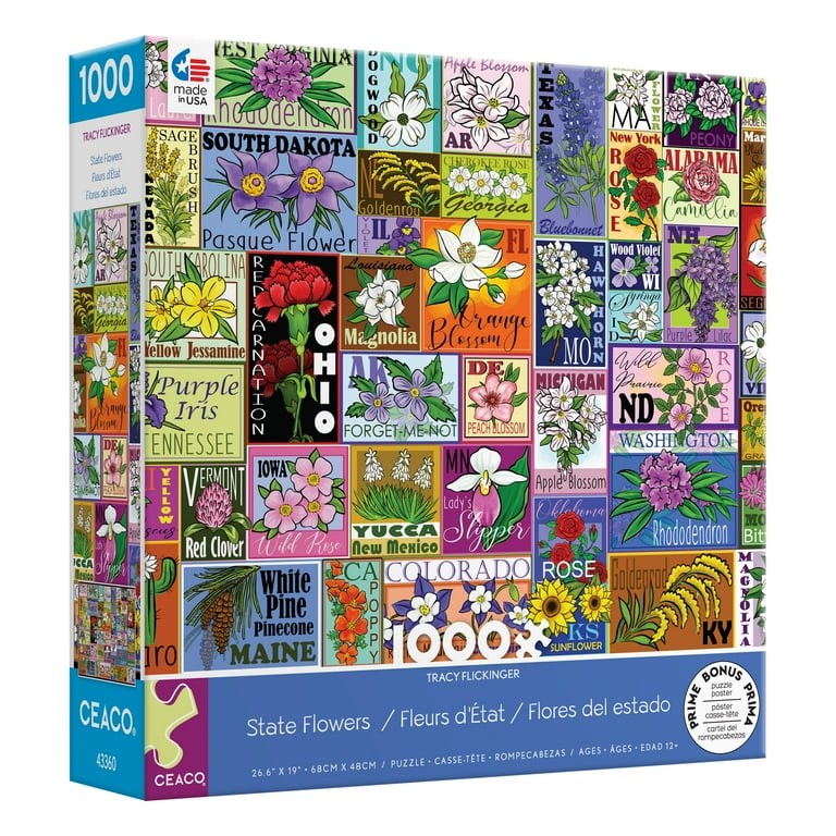 Ceaco State Flowers Jigsaw Puzzle - 1000 Pieces - Walmart.com