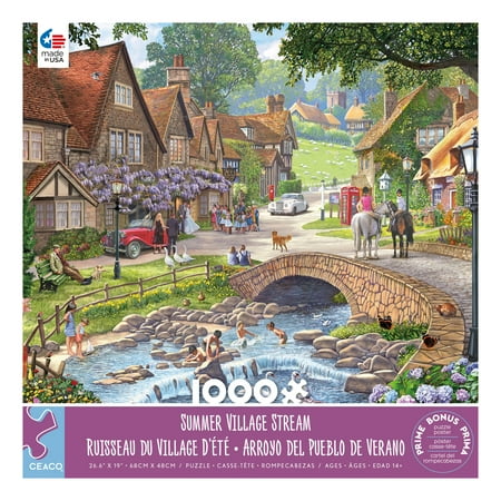 Ceaco 1000 Piece Summer Village Stream (Steve Crisp) Interlocking Jigsaw Puzzle