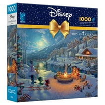 Ceaco 1000-Piece Thomas Kinkade Holiday Disney Mickey & Minnie Christmas Lodge Interlocking Jigsaw Puzzle