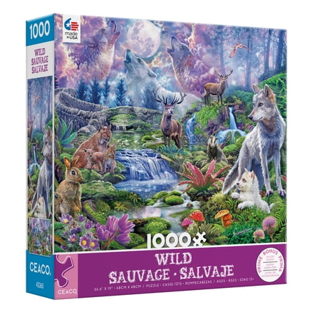 Ceaco 1000-Piece Wild Moonlit Wolves Interlocking Jigsaw Puzzle