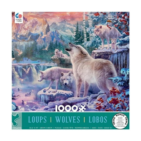 Ceaco 1000-Piece Wolves White Wolves Interlocking Jigsaw Puzzle