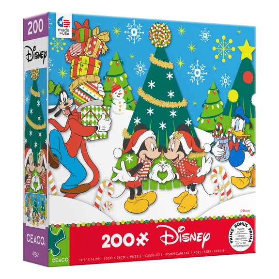 Ceaco 200-Piece Disney Mickey & Minnie Holiday Love Interlocking Jigsaw Puzzle