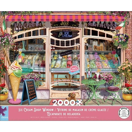 Ceaco 2000 Piece Ice Cream Shop Window (Garry Walton) Interlocking Jigsaw Puzzle