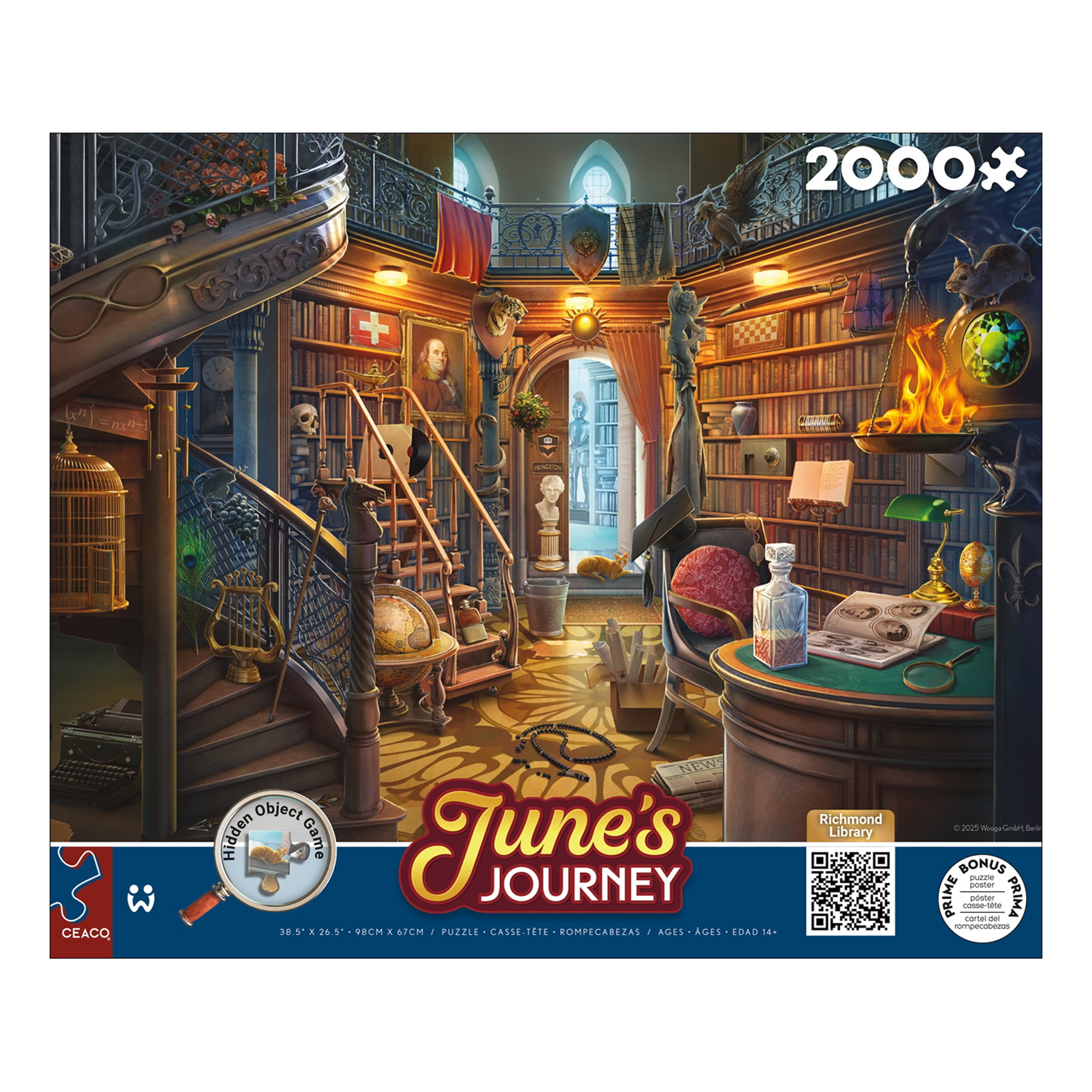 Ceaco June's Journey The Library 2000-Piece Interlocking Jigsaw Puzzle for Children Ages 14+