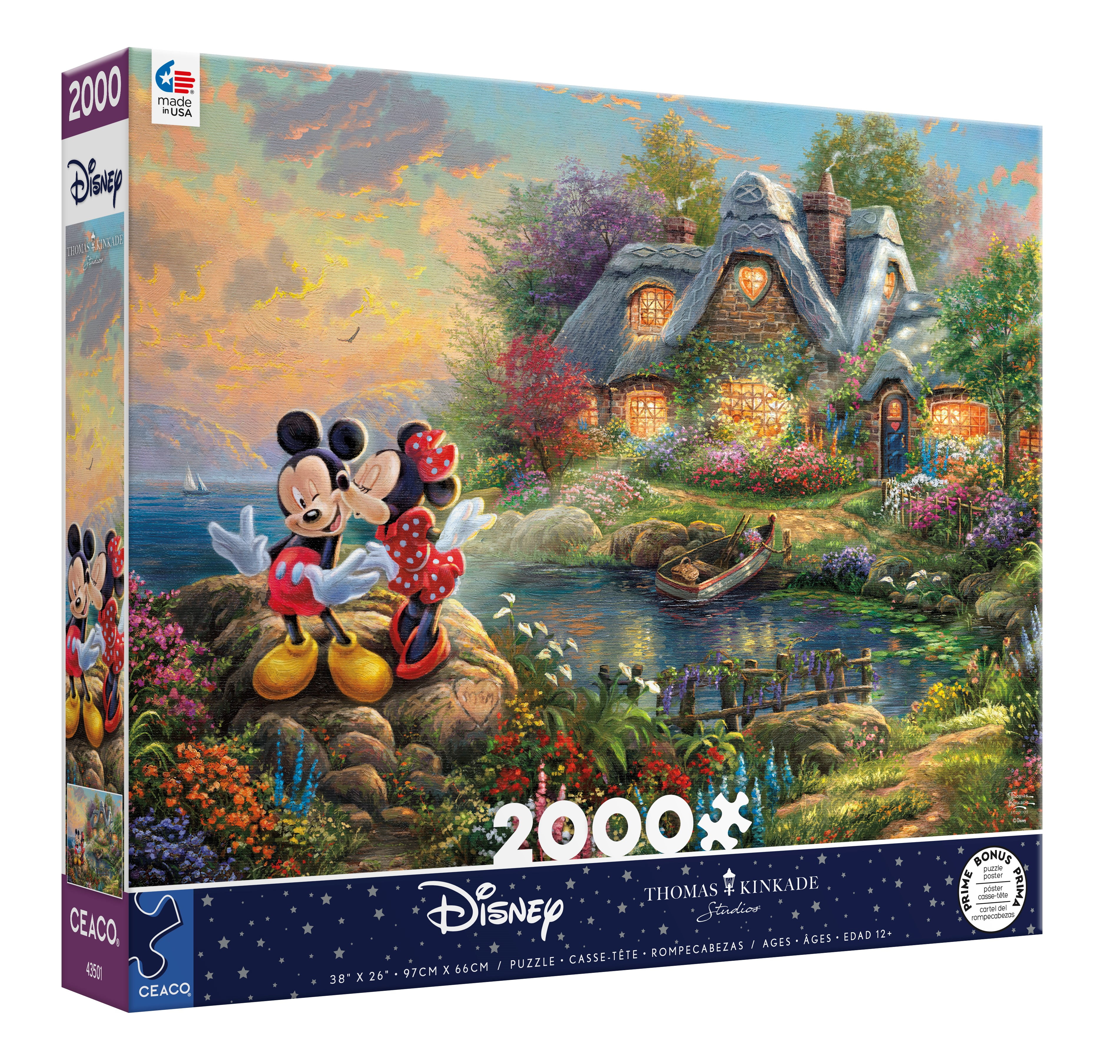 Ceaco 2000-Piece Thomas Kinkade Disney Mickey and Minnie Sweetheart Cove  Interlocking Jigsaw Puzzle