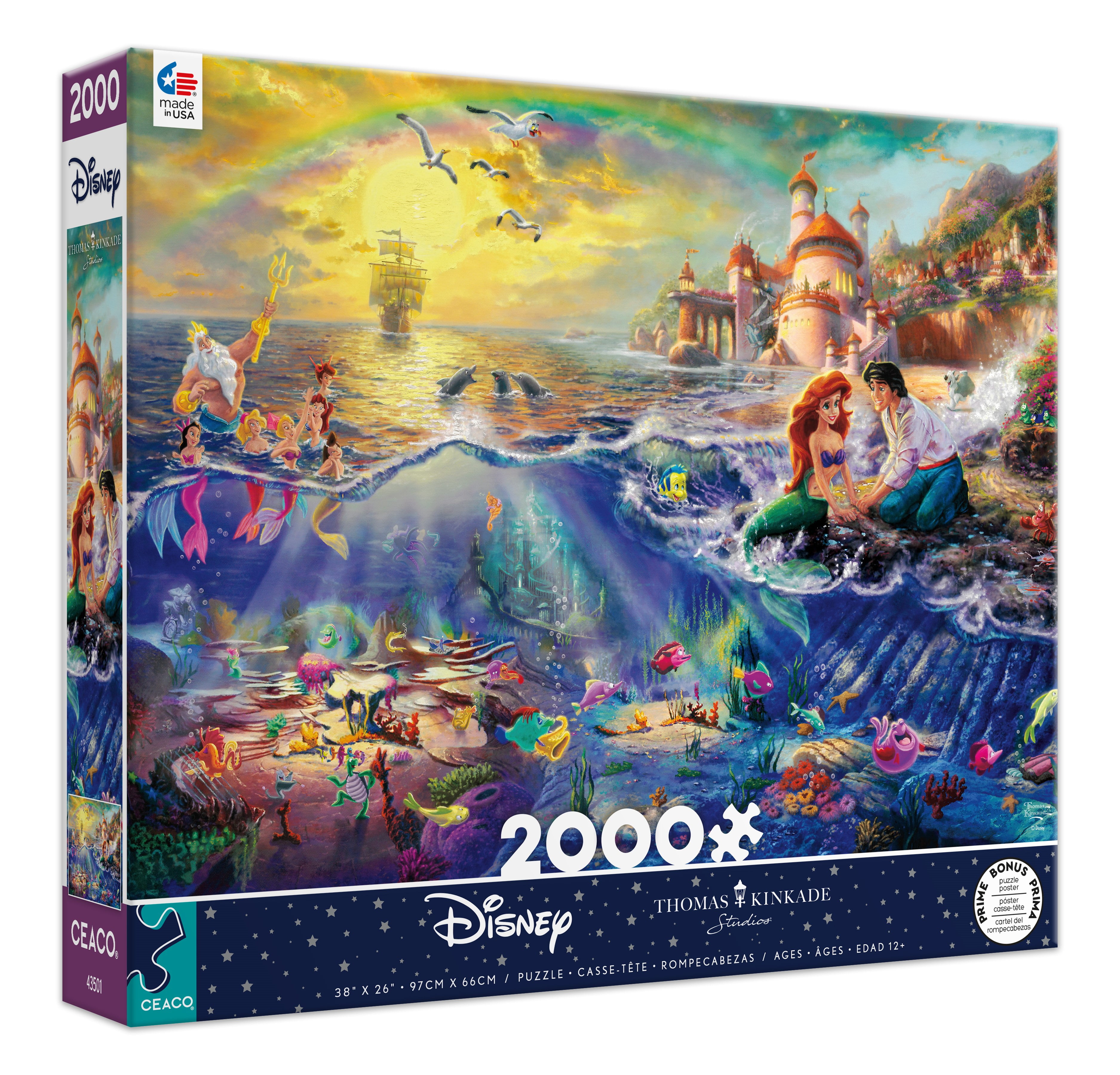 Ceaco 1000-Piece Thomas Kinkade Holiday Disney Mickey & Minnie Christmas  Lodge Interlocking Jigsaw Puzzle