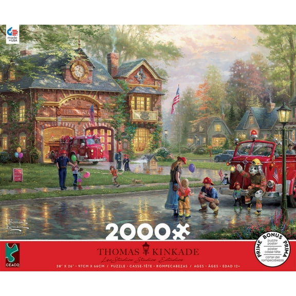 Ceaco - 2000PC Assortment - Thomas Kinkade - Hometown Firehouse - 2000 Piece Jigsaw Puzzle