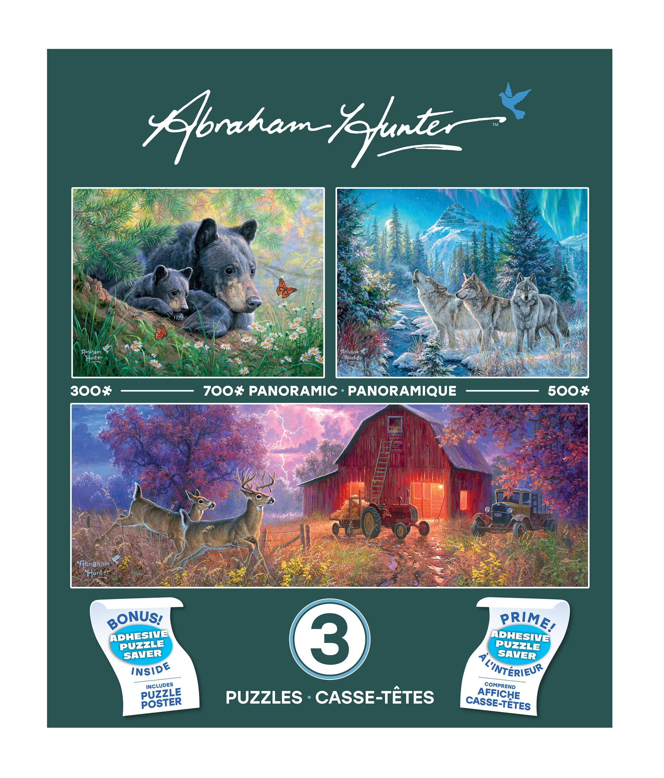 Ceaco 3 in 1 Multipack Abraham Hunter 1500 Piece Interlocking Jigsaw Puzzle for Adults Ages 14+
