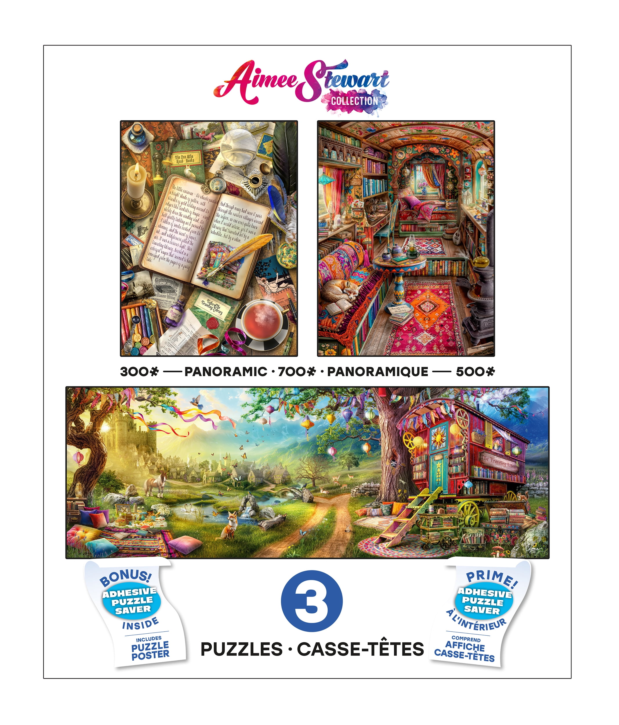 Ceaco 3 in 1 Multipack Aimee Stewart 1500 Piece Interlocking Jigsaw Puzzle for Adults Ages 14+