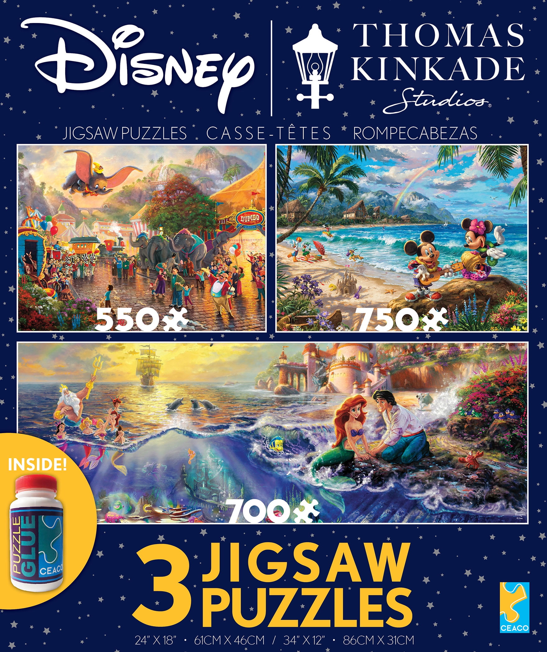 Ceaco 3 in 1 Multipack Thomas Kinkade Disney Little Mermaid 3